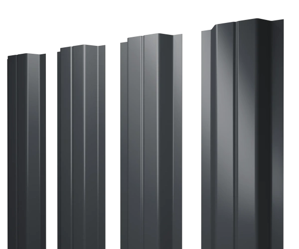 Евроштакетник П-образный 0,35x110 мм серый RAL 7024 1м